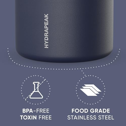 Hydrapeak 25oz Stainless Steel Vacuum Insulated Food Jar | for Hot Food and Cold Food, Wide Mouth Leak-Proof Soup for Adults, 10 Hours Hot and 16 Hours Cold (Navy)