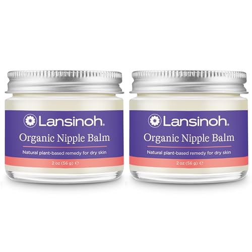 Lansinoh Organic Nipple Butter, 2 Count of 2 oz Jars, Safe for Breastfeeding Baby, Soothing Postpartum & Nursing Care for Moms, 4 oz Total