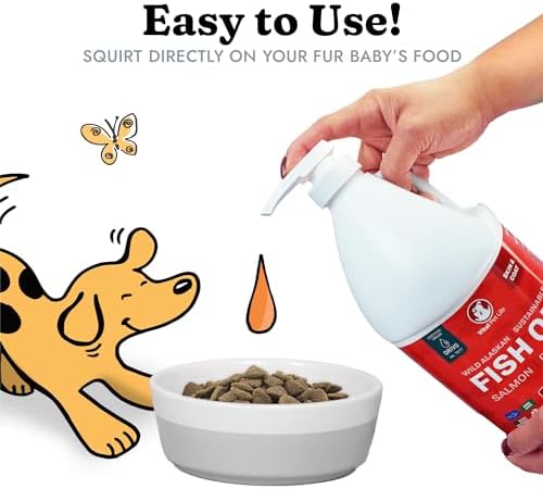 Fish Oil for Dogs - Healthy Skin & Coat, Salmon, Pollock, All Natural Supplement for Pets, Itching Scratching Allergy & Inflammation Defense, Omega 3 EPA DHA, Brain & Heart Health, 64 oz