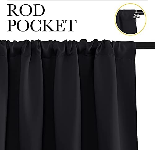 NICETOWN Halloween Black Blackout Curtain Blinds - Solid Thermal Insulated Window Treatment Blackout Drapes/Draperies for Bedroom (2 Panels, 42 inches Wide by 63 inches Long, Black)