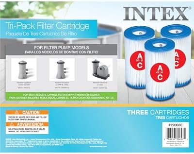 INTEX 29003E Type A Pool Filter Cartridge: For INTEX Filter Pumps – Easy-To-Clean – Dacron Paper – Efficient Filtration – Three Pack