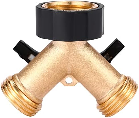 Garden Hose Splitter 2 Way Heavy Duty, Y Connector Brass Garden Hose Adapter, 2 Pack Hose Bib Splitter with 4 Extra Rubber Washers