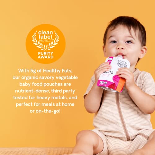 Serenity Kids 6+ Months Veggie Puree Organic Baby Food Pouches - No Added Sugar, Allergen-Free & BPA-Free Baby Snacks - 3.5 Oz, 8 Pack