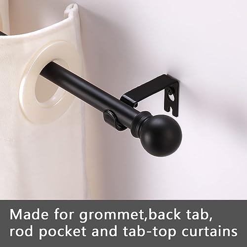 2 Pack Black Curtain Rods for windows 32 to 48 inch, 5/8 inch Splicing Heavy Duty Metal Curtain Rod Set with Brackets