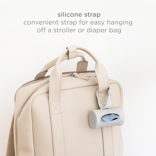 Ubbi Retractable On the Go Bag Dispenser for Travel, Diaper Bag Accessory, Must Have for Newborn, Helpful Baby Item, Gray