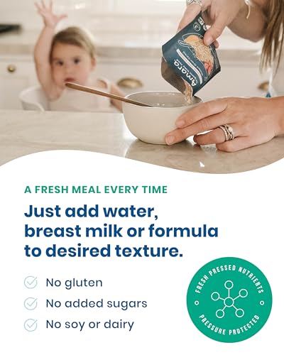 Amara Organic Baby Food - Stage 1 - Banana - Baby Cereal to Mix With Breastmilk, Water or Baby Formula - Shelf Stable Baby Food Pouches Made from Organic Fruit - 7 Pouches, 3.5oz Per Serving