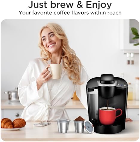 Noalto Reusable K Cups and Coffee Pods,Universal stainless steel k Cups for Keurig 2.0 and 1.0 Coffee Makers machine(2pack)