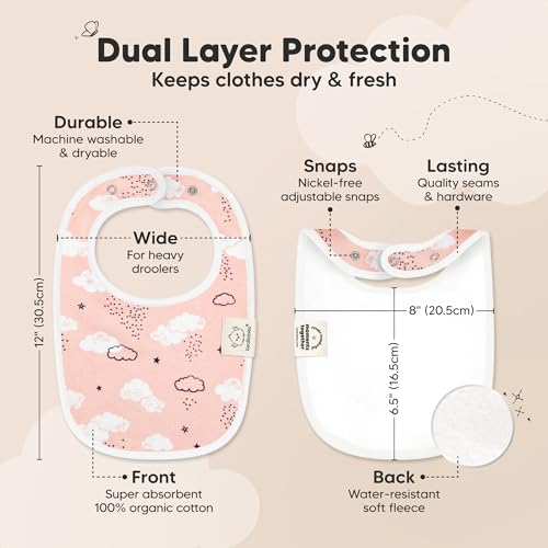 8-Pack Organic Baby Bibs for Boys, Girls - Soft Cotton Drooling and Teething Bibs for Baby Girl & Boy, Extra Absorbent, Easy to Clean & Put On for Toddler, Newborn, Infant 0-24 Months (Sweet Charm)