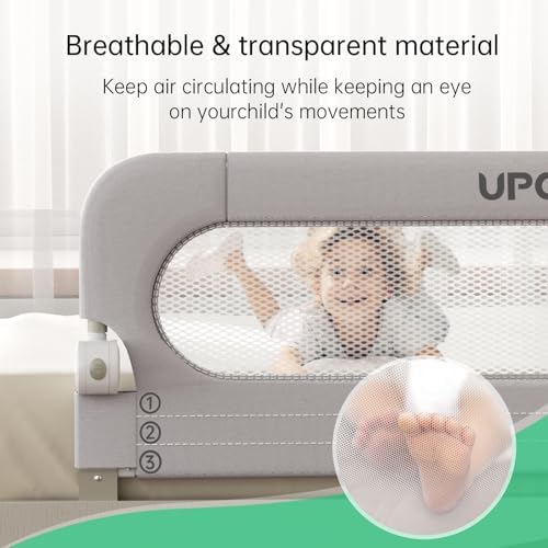 Folding Bed Rail for Toddlers,Baby Bed Rail Guard with Reinforced Anchor Safety System,Fit Bunk,Full Size,Queen,King,Twin(Grey,71"x23.6")