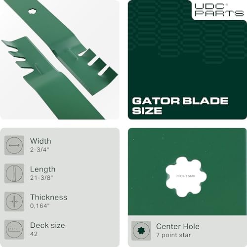 GY20850 Mower Blades for John Deere 42 Inch D105 D130 S100 S110 S240 X300 E100 E110 LA135 Replaces OEM no. AM141033 GX22151 AM131033 AM137333 / Gator Mulching Blades 2 Pack