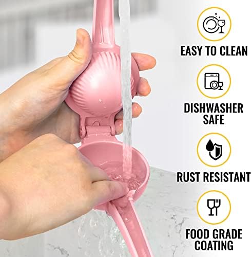 Zulay Premium Quality Metal Lemon Squeezer, Citrus Juicer, Manual Press for Extracting the Most Juice Possible - Pink