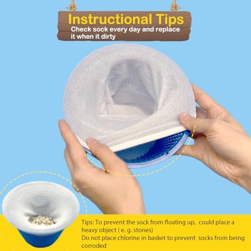 50 Pack Pool Filter Socks for Pool Skimmer, Pool Skimmer Socks for Inground Pool Or Above Ground Pool Filter, Ultra Fine Mesh Screen Liner Skimmer Basket Sock Scum Sock Saver, Debris Leaves Catcher