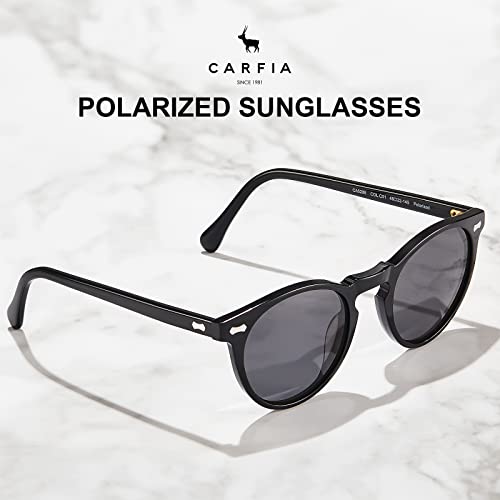 CARFIA Vintage Polarized Sunglasses for Men UV400 Protection Retro Fashion Eyewear Hand-crafted Acetate Frame CA5288L