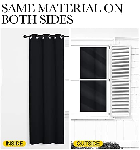 NICETOWN Halloween Pitch Black Solid Thermal Insulated Grommet Blackout Curtains/Drapes for Bedroom Window (2 Panels, 42 inches Wide by 63 inches Long, Black)