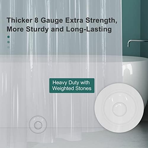 AmazerBath Clear Shower Curtain Liner, 72 x 78 Inches EVA 8G Heavy Duty Plastic Waterproof Weighted Thick Bathroom with 3 Weights and 12 Rustproof Grommet Holes