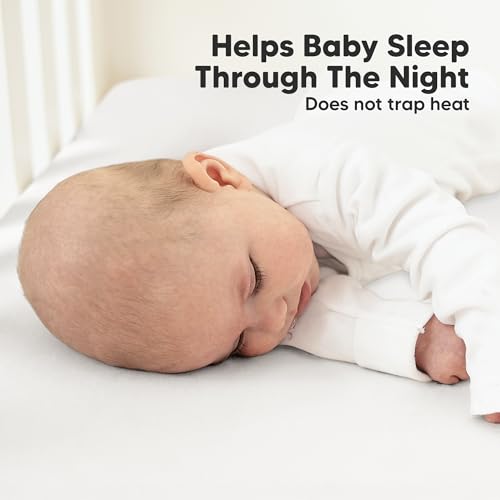 KeaBabies 2-Pack Organic Crib Sheets for Boys, Girls - 52x28 Fitted Crib Mattress Sheet Neutral, Breathable Jersey Cotton Cover for Baby Bed, Toddler Mattress, Soft & Cute Prints (Soft White)