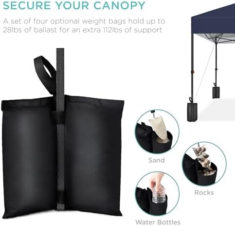 Best Choice Products 10x10ft 1-Person Setup Pop Up Canopy Tent Instant Portable Shelter w/ 1-Button Push, Case, 4 Weight Bags - Blue