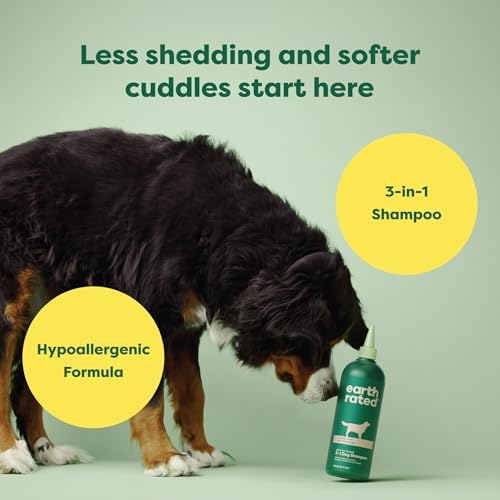 Earth Rated 3-in-1 Deshedding Dog Shampoo and Conditioner, Deodorizing Oatmeal Shampoos for Dogs and Puppies, Great for Smelly Pets, White Tea and Basil Scent, 16 oz
