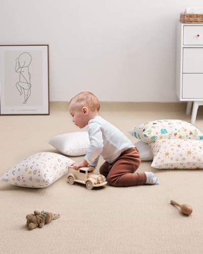 Babebay Toddler Pillow,13X18 Soft Toddler Pillows for Sleeping, Machine Washable Kids Pillow with Cotton Pillowcase, Perfect for Travel, Toddlers Cot