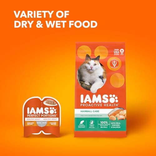 IAMS Proactive Health Adult Hairball Care Dry Cat Food with Chicken and Salmon, 7 lb. Bag