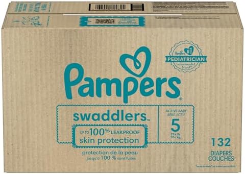Pampers Baby Diapers - Swaddlers - Size 5, 132 Count, Ultra Absorbent Disposable Infant Diaper