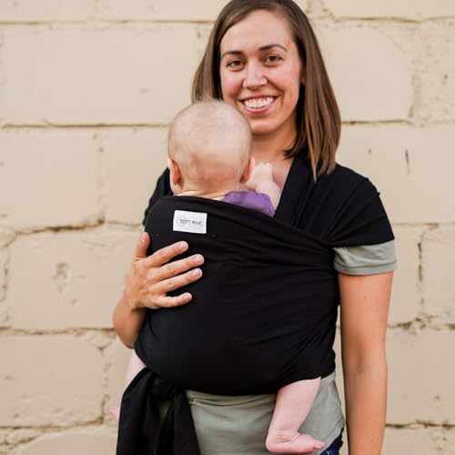 Sleepy Wrap Stretchy Ergonomic Baby Carrier Sling for Newborns to Toddlers - Hands-Free Lightweight Baby Wrap 7-35 lbs (Sable Black)