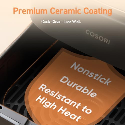 COSORI Air Fryer 9-in-1, Compact & Large 6-Qt, Fast Turbo Modes, 90–450°F Precise Heat for Even Results, Up to 95% Less Oil*, Roast, Bake, Dry, Reheat, Frozen, Broil, Proof, 120V, TurboBlaze, Ceramic