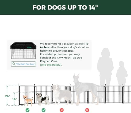 FXW Rollick Unleashed Dog Playpen for Yard, RV Camping, 24 inch 8 Panels for Small and Puppy Dogs│Patented