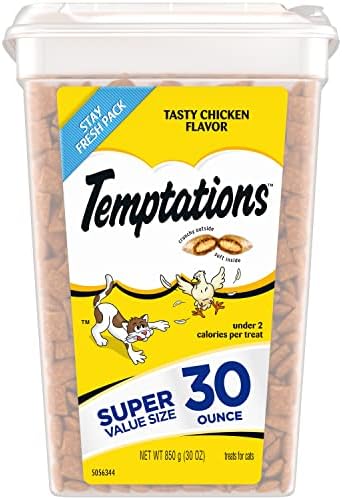 Temptations Classic Crunchy and Soft Cat Treats Tasty Chicken Flavor, 30 oz. Tub