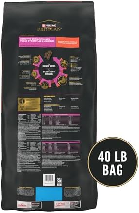 Purina Pro Plan Sensitive Skin and Stomach Dog Food Dry, Adult Salmon & Rice Formula, Digestive Health - 40 lb. Bag