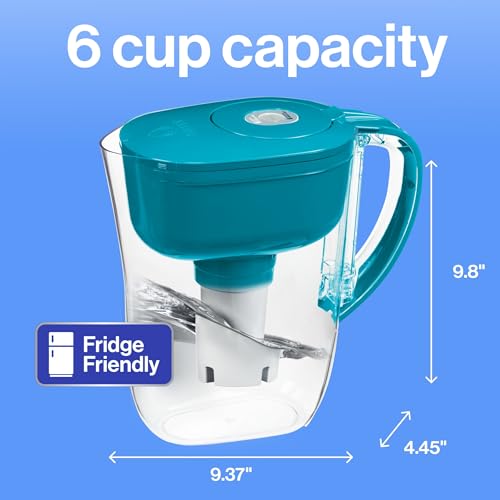 Brita Metro Water Filter Pitcher with SmartLight Change Indicator, BPA-Free, Replaces 1,800 Plastic Water Bottles a Year, Lasts Two Months, Includes 1 Filter, Small - 6-Cup Capacity, Turquoise