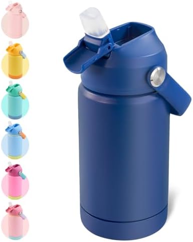 Kerilyn 12oz Kids Water Bottle, Stainless Steel Insulated Water Bottle For Kids, Toddler Cup With Straws Leak-proof, Kids Water Bottles For School Boys Girls, BPA Free, Blue