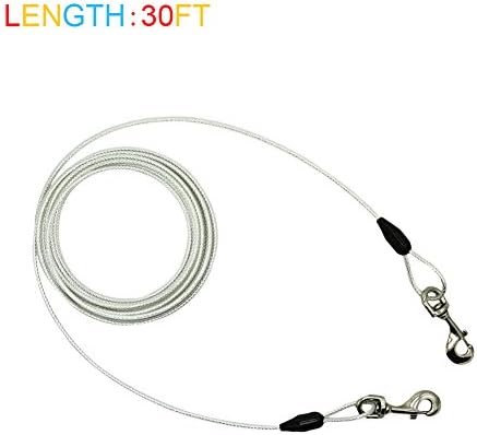 Petest 30ft Reflective Tie-Out Cable for Heavy Dogs Up to 125 Pounds