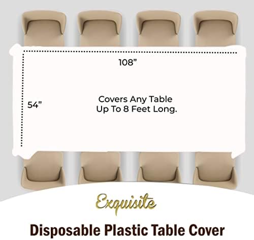 Exquisite 12-Pack Premium Plastic Tablecloth 54 Inch. x 108 Inch. Rectangle Table Cover-White