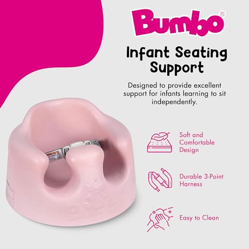 Bumbo Baby Infant Soft Foam Comfortable Support Wide Floor Seat with 3 Point Adjustable Harness for Ages 3 to 12 Months, Cradle Pink