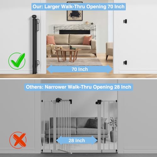 PRObebi Retractable Baby & Dog Gate - Extends to 72" Wide, 34" Tall, for Stairs, Doorways, Hallways, Outdoor, Deck, Porch