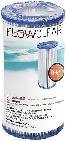Bestway 58012E Type III/A Outdoor Swimming Pool Filter Pump Cartridge Replacement 4.2"x8" for Use in 500/800/1500 Gallon Filter Pumps (6 Pack)