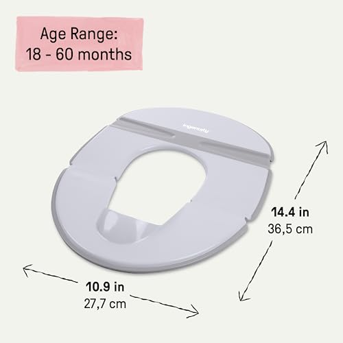 Ingenuity Foldaway Travel Potty Training Seat with Storage Bag, Folding & Portable Toddler Potty Seat, Easy One-Handed Open, Non-Slip Grip