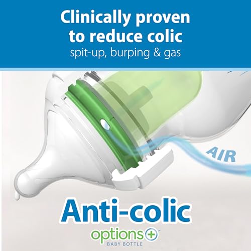 Dr. Brown's Natural Flow Anti-Colic Options+ Wide-Neck Glass Baby Bottle 5 oz/150 mL, with Level 1 Slow Flow Nipple, 1 Pack, 0m+