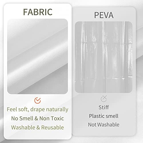 ALYVIA SPRING Extra Long Fabric Shower Curtain Liner Waterproof - 72" x 84", Soft & Lightweight XL Shower Curtain with Magnets, Machine Washable - 72x84, White