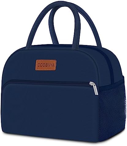 Coobiiya Lunch Bag for Men and Women - Navy Blue, Aluminum, 10.8" x 6.3" x 8.85" - Spacious, Lightweight, and Durable