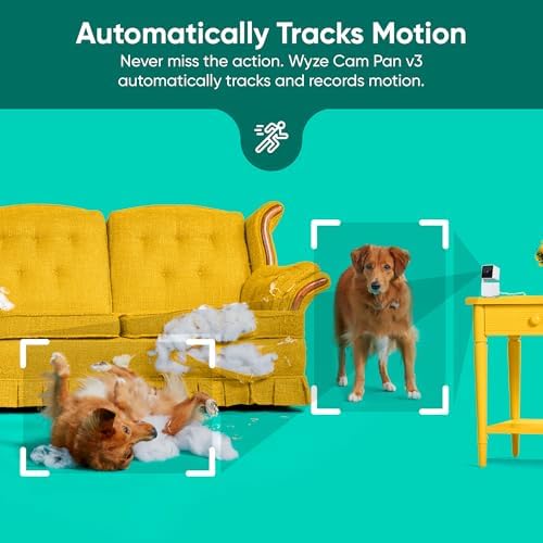 WYZE Cam Pan v3 Indoor/Outdoor IP65 1080P 360° Pan/Tilt/Zoom WiFi Smart Home Security Camera, Motion Tracking for Baby/Pet, Color Night Vision, Works with Alexa&Google Assistant, Free Expert Setup
