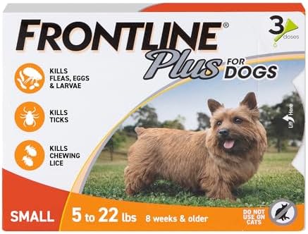 FRONTLINE Plus Flea and Tick Treatment for Small Dogs Upto 5 to 22 lbs. 3 Treatments