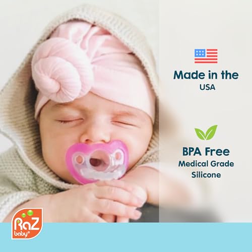 RaZbaby JollyPop Pacifier, Holder w/Detachable Baby Pacifier, Stuffed Animal RaZbuddy, All Ages 0M+, 100% Medical Grade USA Made Silicone, Machine Washable, Textured & Easy to Hold – Dragon