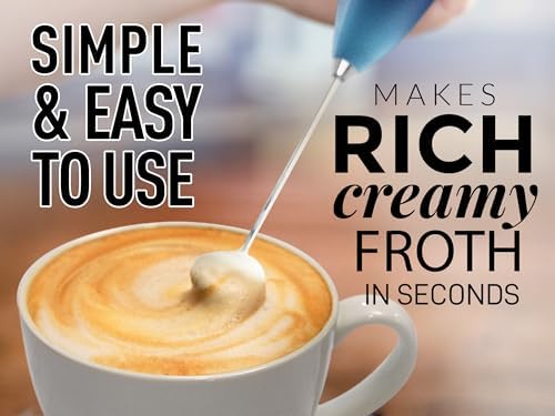 Zulay Kitchen Milk Frother Wand (2 Batteries Included), Handheld Drink Mixer - Easy-Clean & Electric Coffee Frother for Frappe, Matcha - Black/Dark Blue/Teal Blend