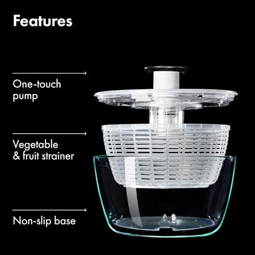 OXO Good Grips Glass Salad Spinner, Large/6.22 Quart, Clear