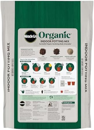 Miracle-Gro Organic Indoor Potting Mix, Protects Against Over and Under Watering, for Indoor Container Plants, Houseplants and Starter Plants, OMRI Listed, 8 qt., 2-Pack