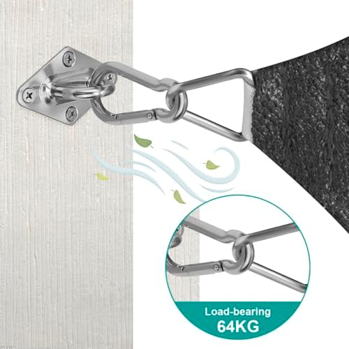 Sun Shade Sail Hardware Kit 6 Inch for Rectangle & Triangle Shade Sail Install, Stainless Steel ShadeSail Fixing Accessories for Outdoor Patio Canopy Garden, Heavy Duty Awning Attachment 44 Set
