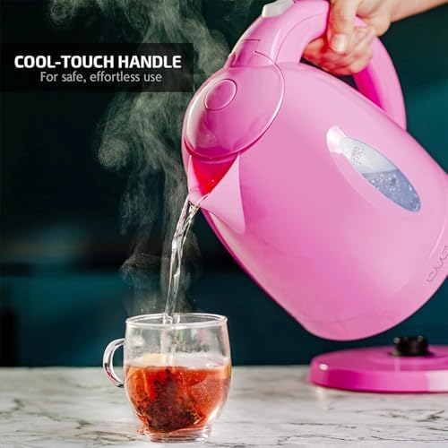 OVENTE Electric Kettle, 1.7L Fast Boiling Water Heater for Coffee or Tea, BPA Free with Water Level Gauge, Auto Shut-Off, Boil-Dry Protection, Indicator Light and Removable Filter, Pink KP72P
