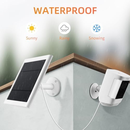 Solar Panel for Ring Camera, 2 Pack 4W Solar Charger Compatible with Rings Spotlight &All-New Stick Up Outdoor Cam Battery, 10ft Long Cable with USB-C to Ring Barrel Plug Adapter